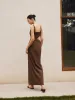 Cotton & Linen Cutout Split Long Dress sold by COMMENSE