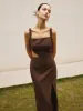 Cotton & Linen Cutout Split Long Dress sold by COMMENSE