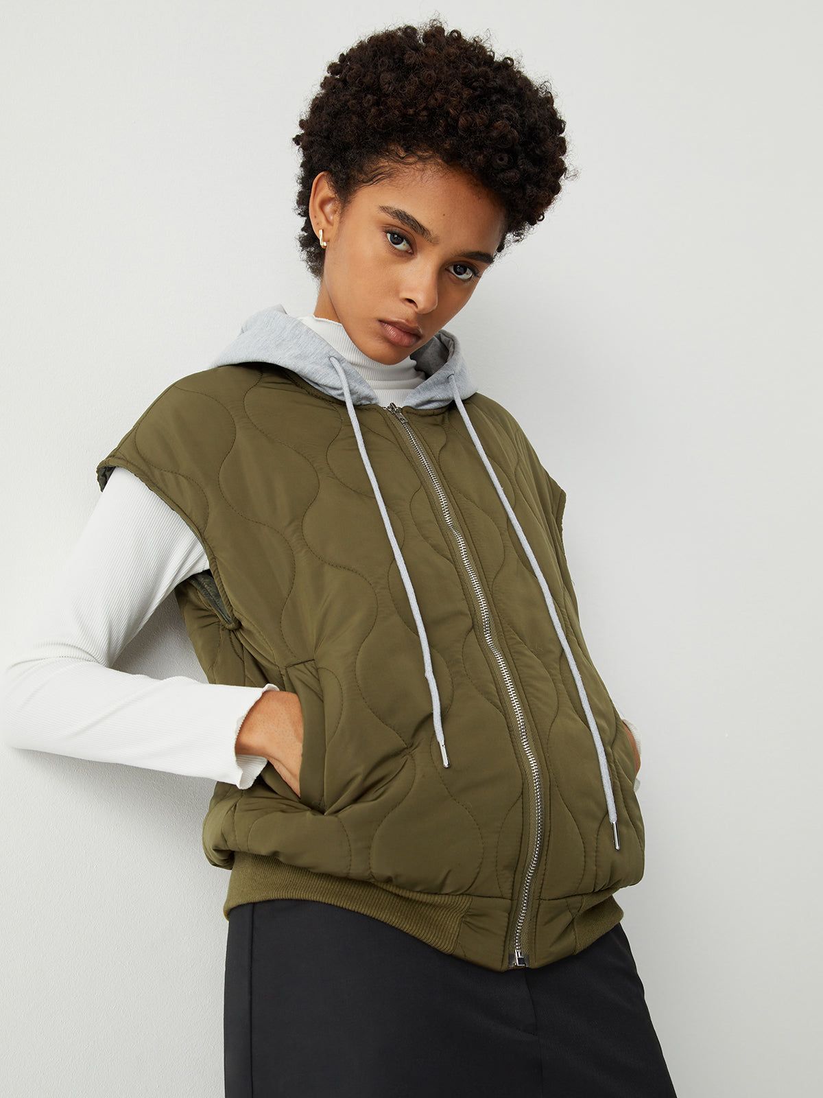 Hooded Patchwork Quilted Vest sold by COMMENSE product image thumbnail 2