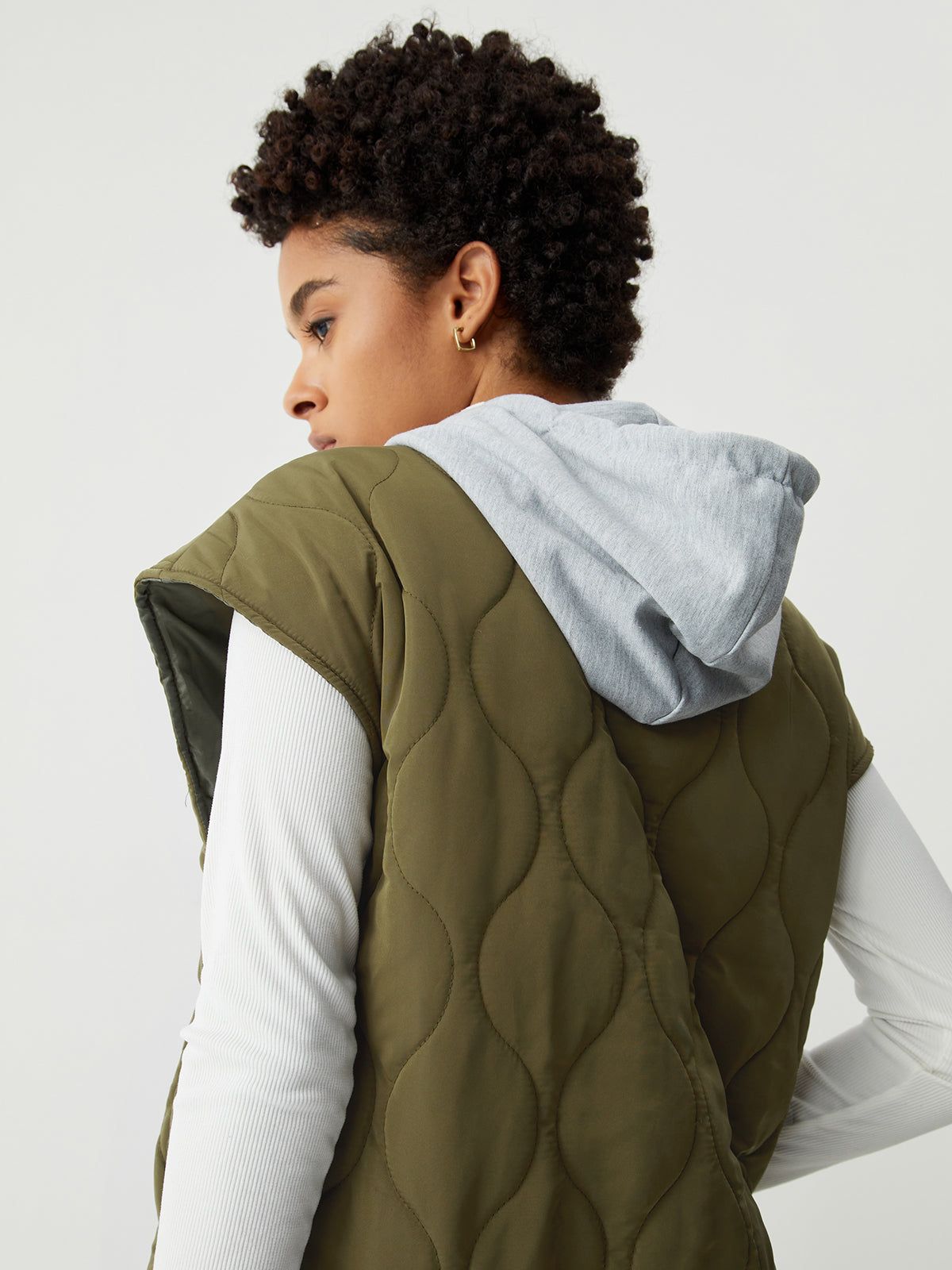 Hooded Patchwork Quilted Vest sold by COMMENSE product image thumbnail 3