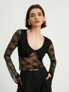 Floral Mesh Blouse sold by COMMENSE
