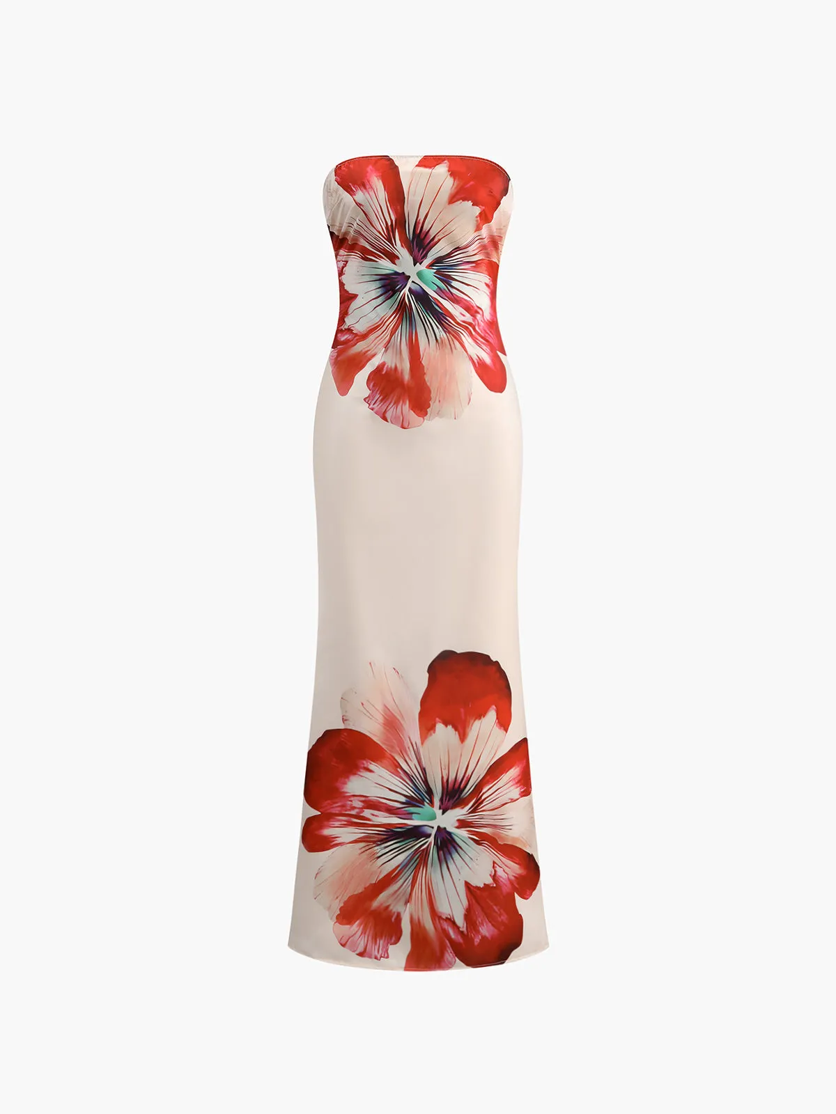 Floral Print Off-Shoulder Tube Long Dress sold by COMMENSE