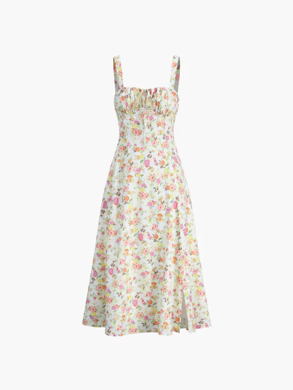 Back Straps Floral Print Cami Midi Dress sold by COMMENSE