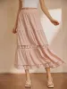 Cotton Blends Lace Trim Maxi Skirt sold by COMMENSE