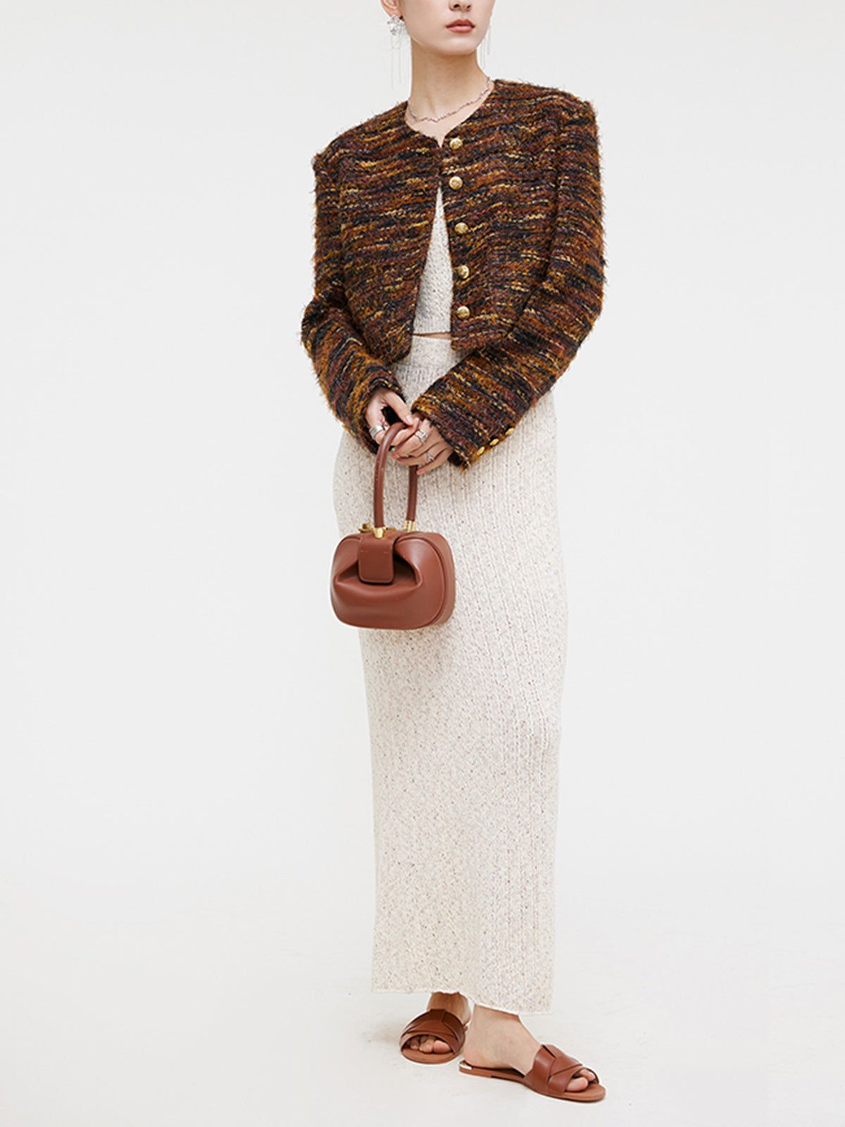 Button Down Tweed Short Jacket sold by COMMENSE product image thumbnail 4