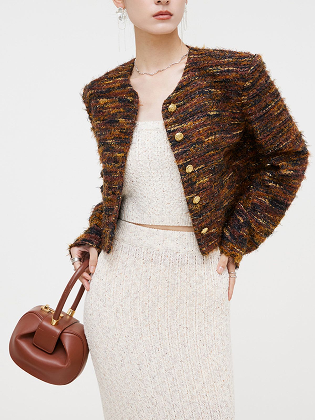 Button Down Tweed Short Jacket sold by COMMENSE product image thumbnail 2