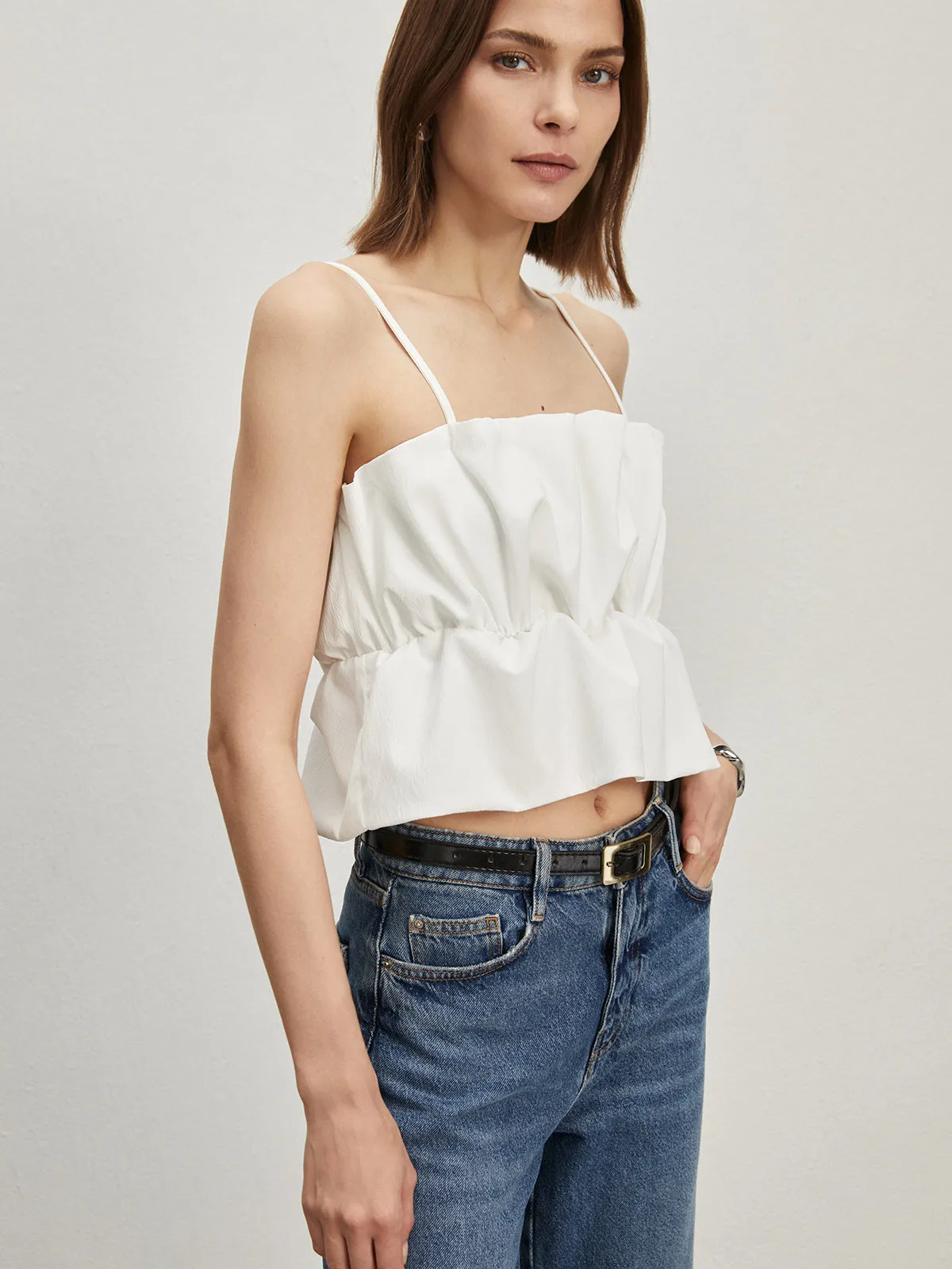 Smocked Spaghetti Strap Tank Top sold by COMMENSE product image thumbnail 2