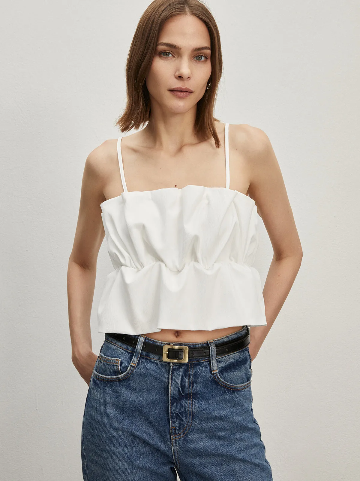 Smocked Spaghetti Strap Tank Top sold by COMMENSE