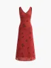 V-Neck Drawstring Zipper Dress sold by COMMENSE