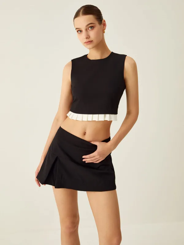 Contrast Ruffle Vest And Skirt Set sold by COMMENSE