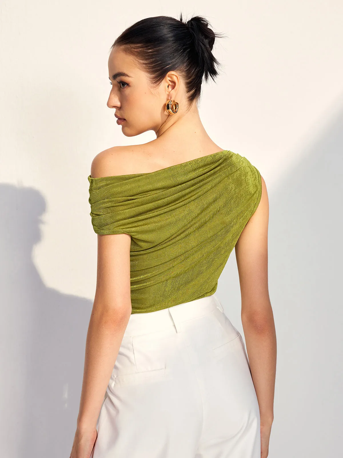 Cold Shoulder Pleated Tank Top sold by COMMENSE product image thumbnail 4