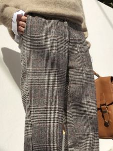 Glen Plaid Straight Leg Pants sold by COMMENSE