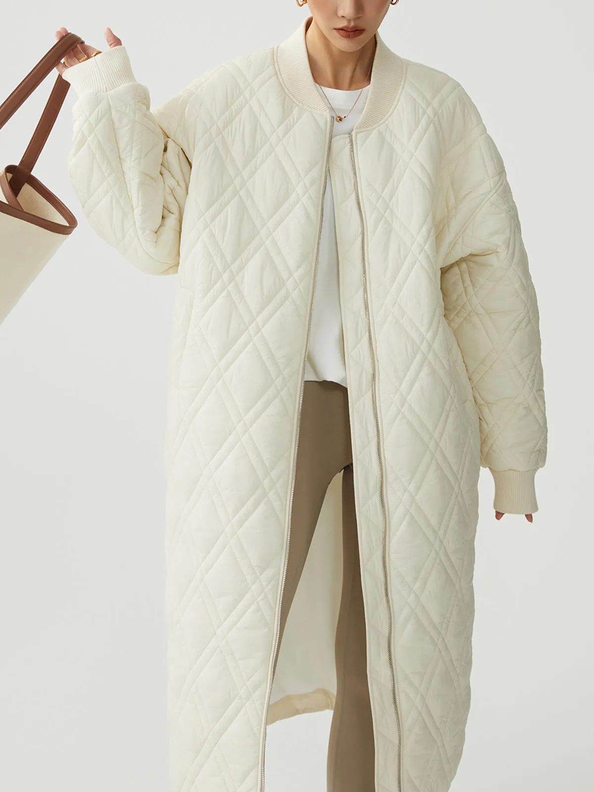 Longline Quilted Puffer Zip Up Coat sold by COMMENSE product image thumbnail 4