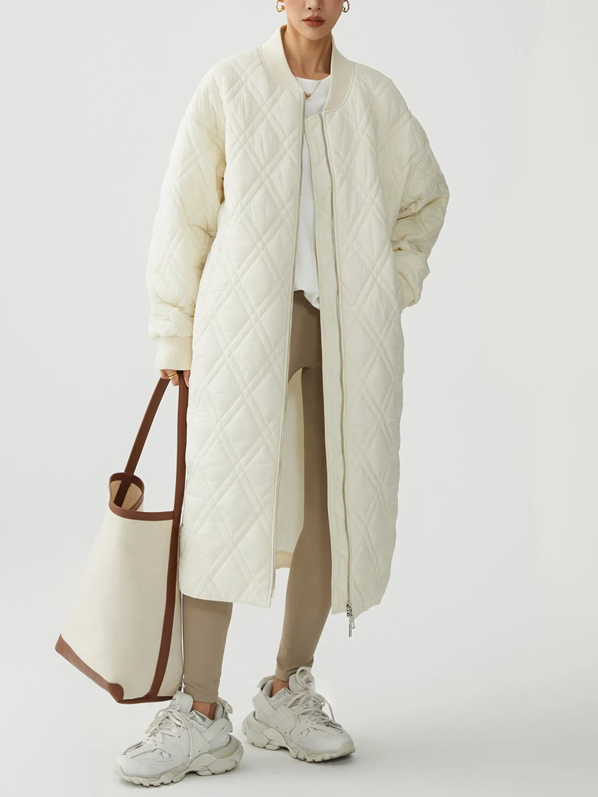 Longline Quilted Puffer Zip Up Coat sold by COMMENSE product image thumbnail 2