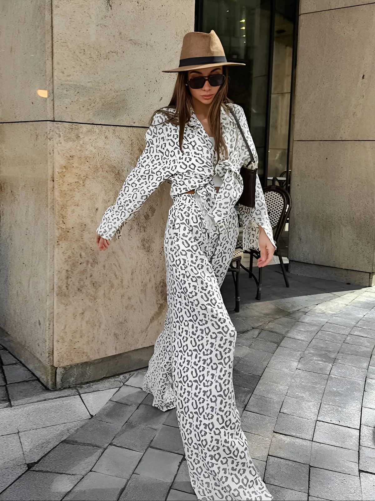 Leopard Printed High-Waist Pants Set sold by COMMENSE product image thumbnail 2