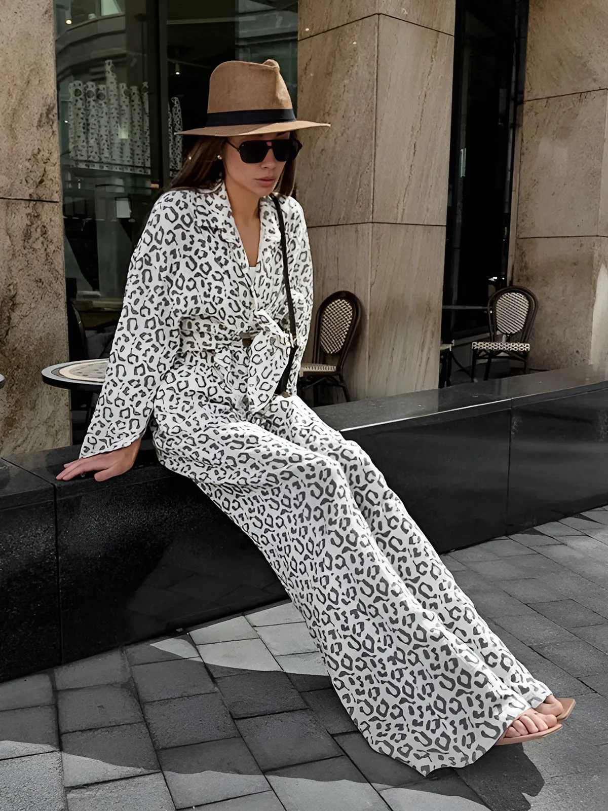 Leopard Printed High-Waist Pants Set sold by COMMENSE product image thumbnail 4