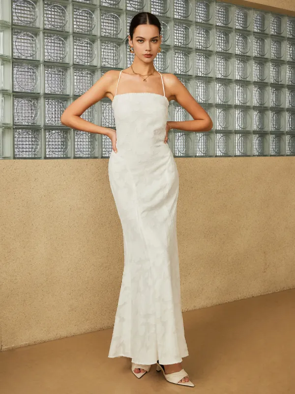 Elegant Jacquard Backless Cami Long Dress sold by COMMENSE