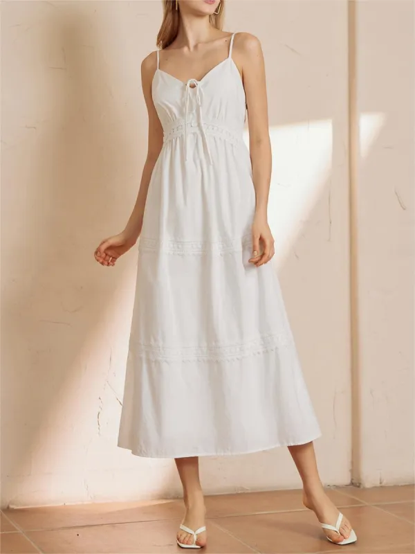 Pure Cotton Drawstring Long Dress sold by COMMENSE