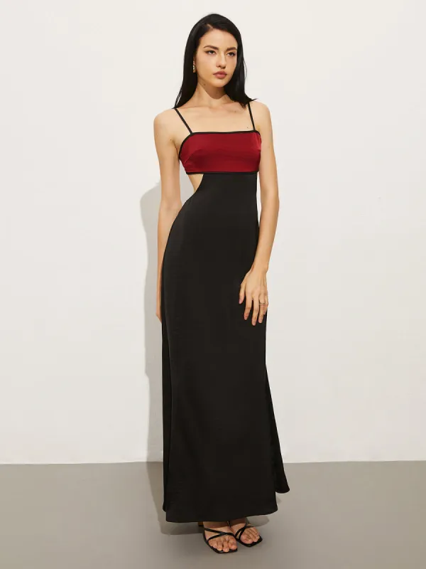 Colorblock Cutout Backless Dress sold by COMMENSE