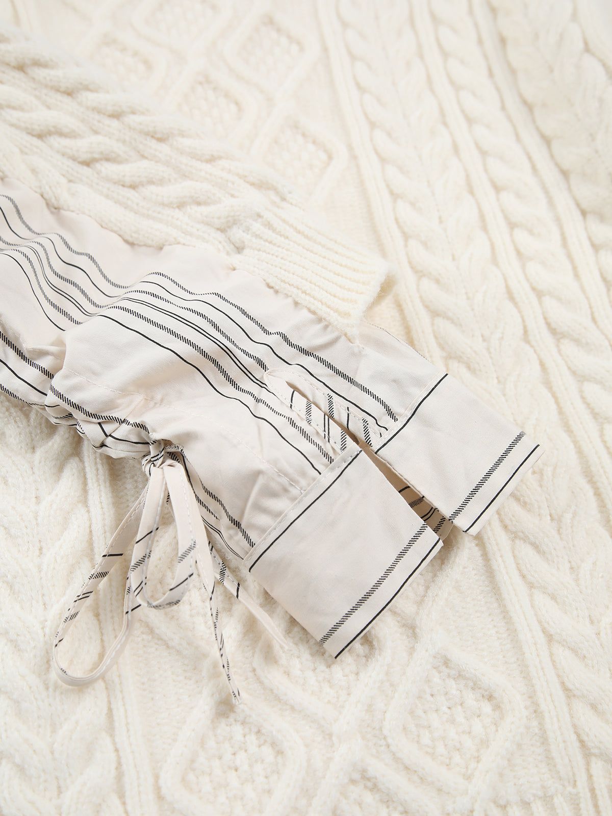 Knit Cable Patchwork Sweater sold by COMMENSE product image thumbnail 3