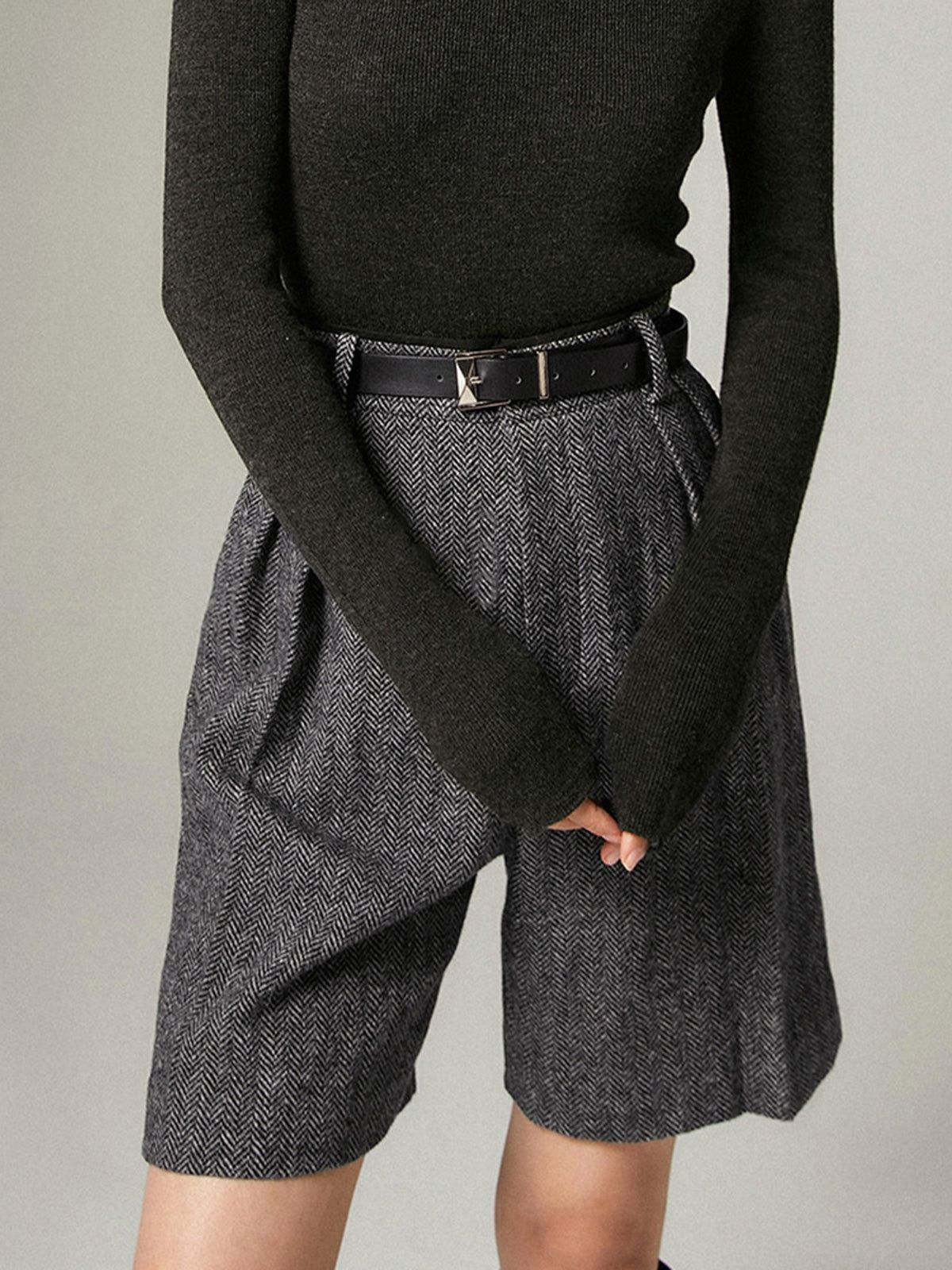 Herringbone Bermuda Shorts sold by COMMENSE product image thumbnail 2