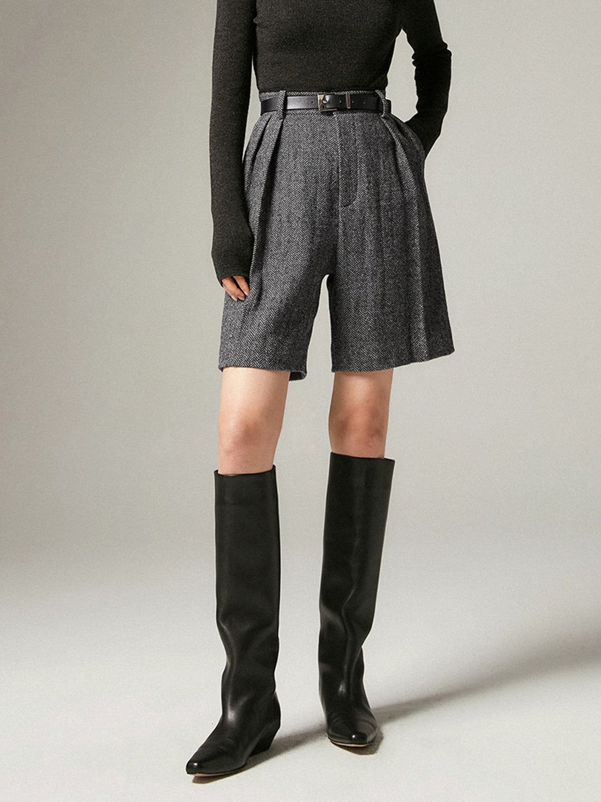 Herringbone Bermuda Shorts sold by COMMENSE product image thumbnail 3