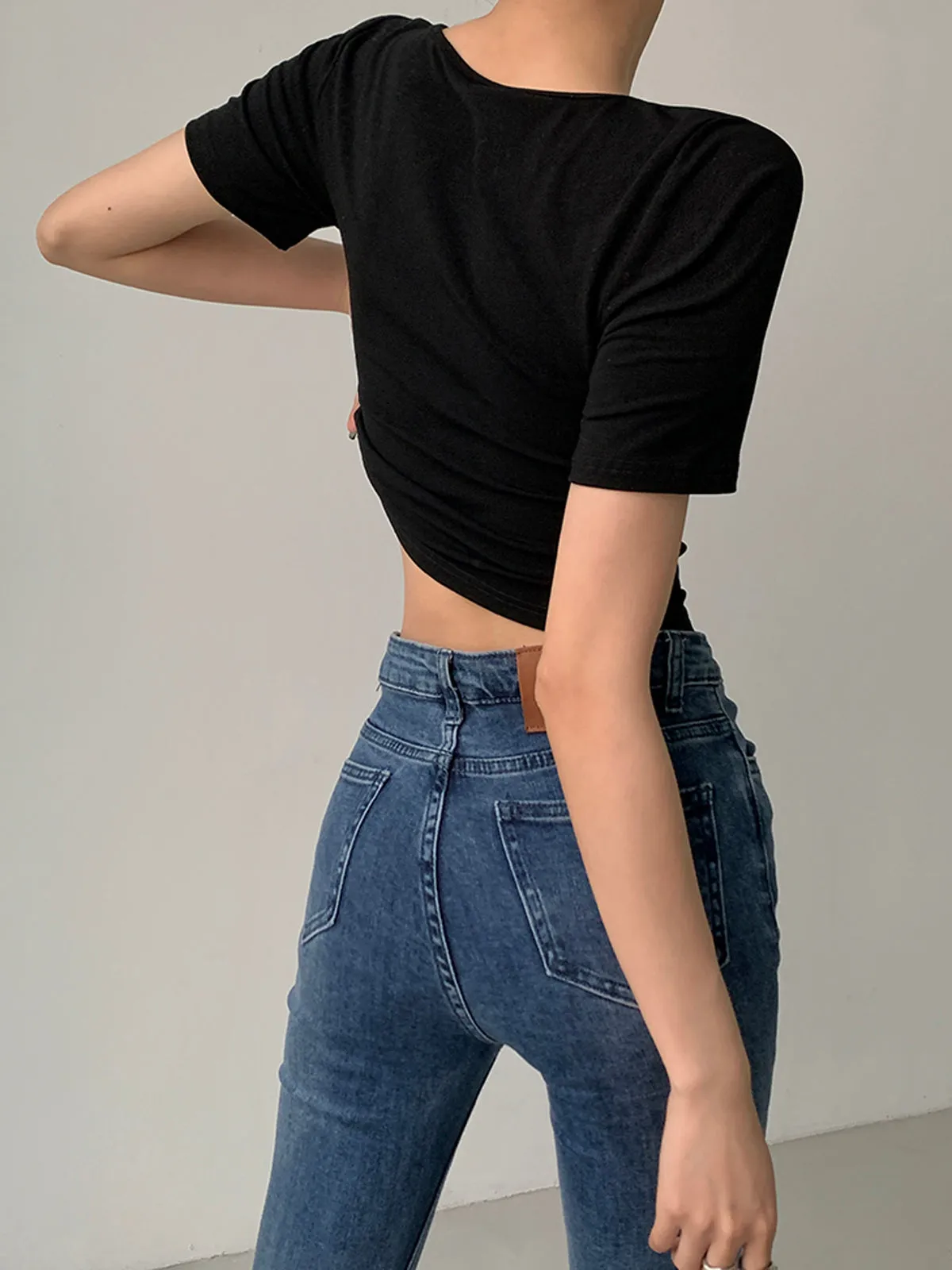 Slinky Metal Ring Short Sleeve Top sold by COMMENSE product image thumbnail 2