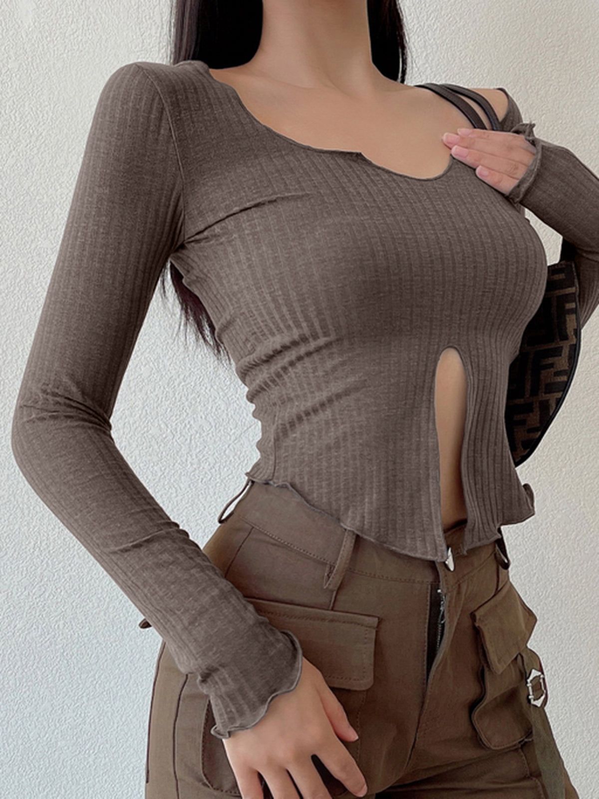 Lettuce Trim Long Sleeve Shirt sold by COMMENSE product image thumbnail 5