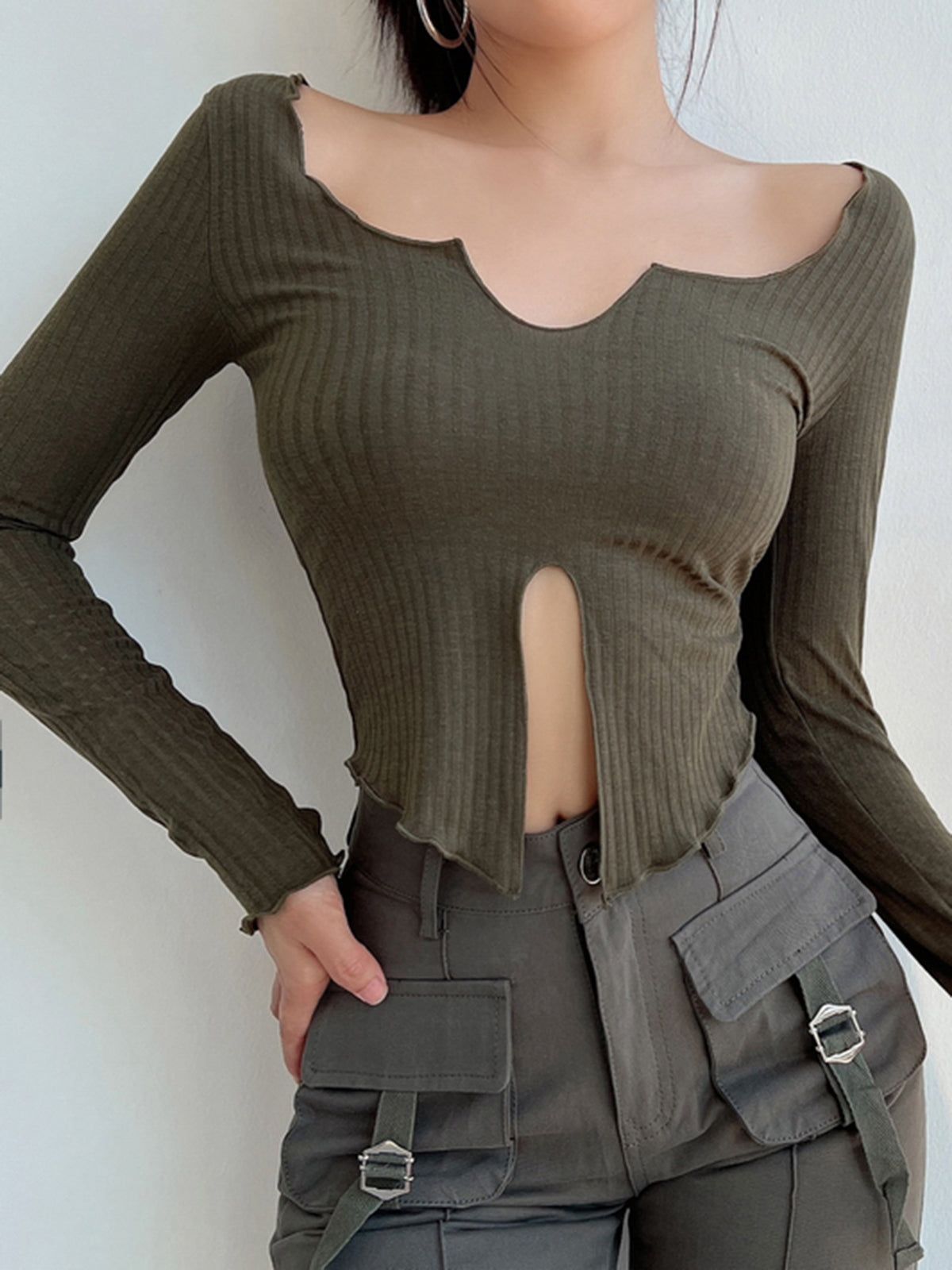 Lettuce Trim Long Sleeve Shirt sold by COMMENSE product image thumbnail 6