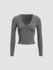 Classic V-Neck Long Sleeve Shirt sold by COMMENSE