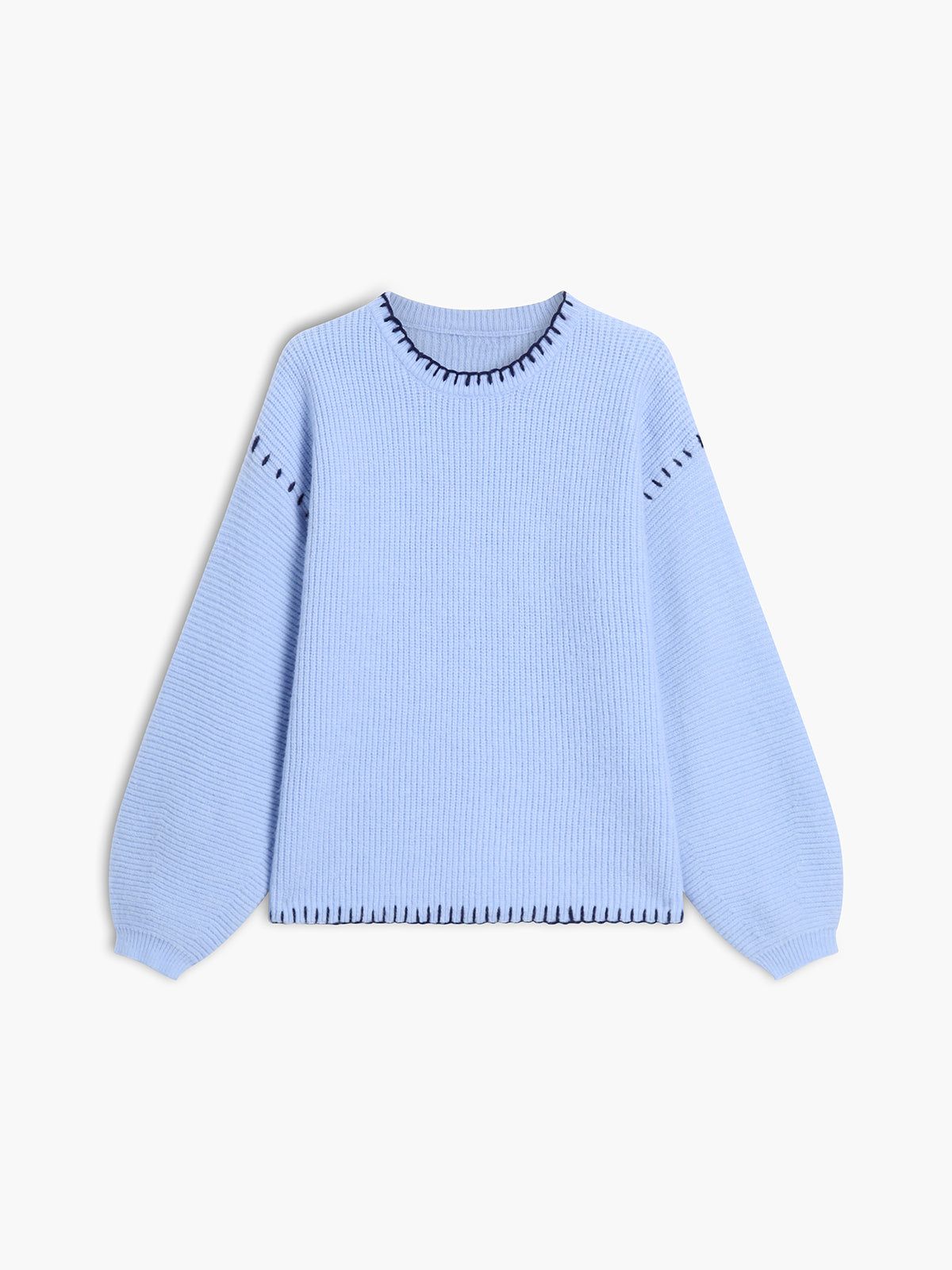 Baby Blue Pullover Sweater sold by COMMENSE