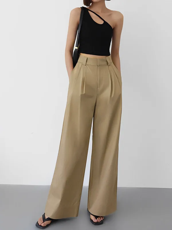 Effortless Full Length Pleated Wide Leg Dress Pants sold by COMMENSE