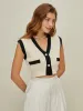 Contrast Trim Button Sweater Vest sold by COMMENSE