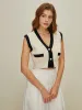 Contrast Trim Button Sweater Vest sold by COMMENSE