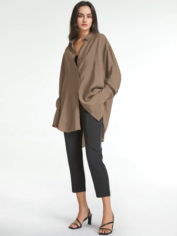 Drop Shoulder Oversized Button Up Shirt sold by COMMENSE