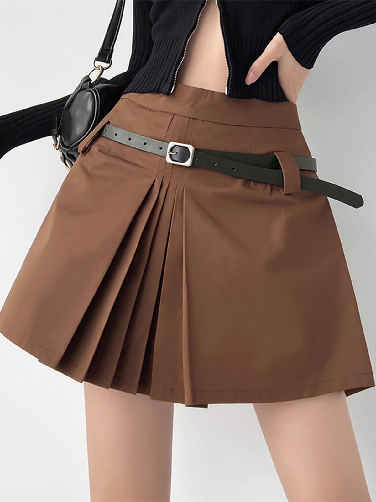 Basic Belted Pleated Skirt sold by COMMENSE product image thumbnail 3