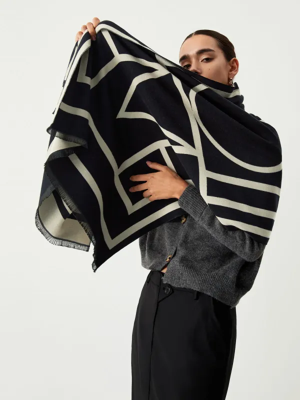 Wool Blend Geometric Pattern Scarf sold by COMMENSE