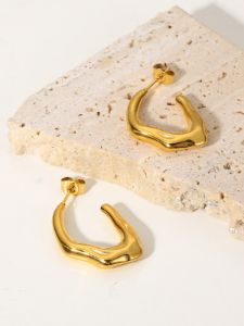 Sea Wave Hoop Earrings sold by COMMENSE