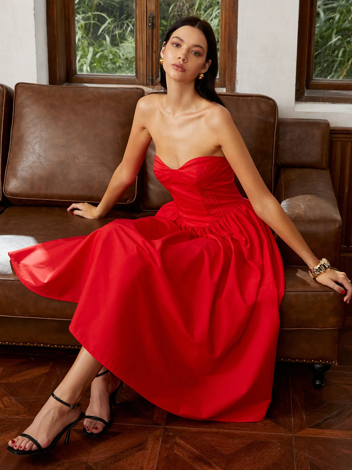 Corset Pleated Tube Midi Dress sold by COMMENSE product image thumbnail 2