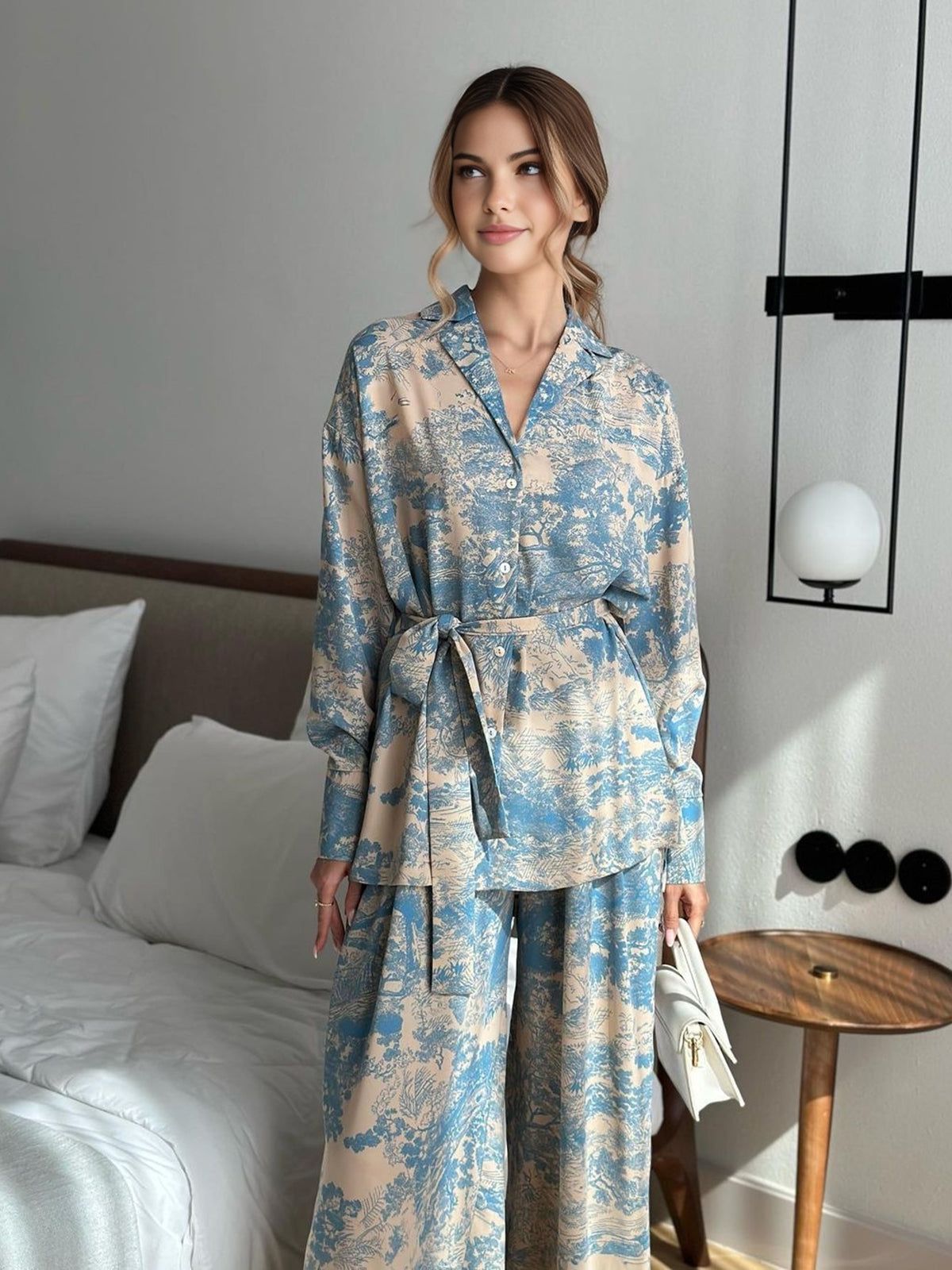 Plant Printed Tie Up Pants Set sold by COMMENSE product image thumbnail 2