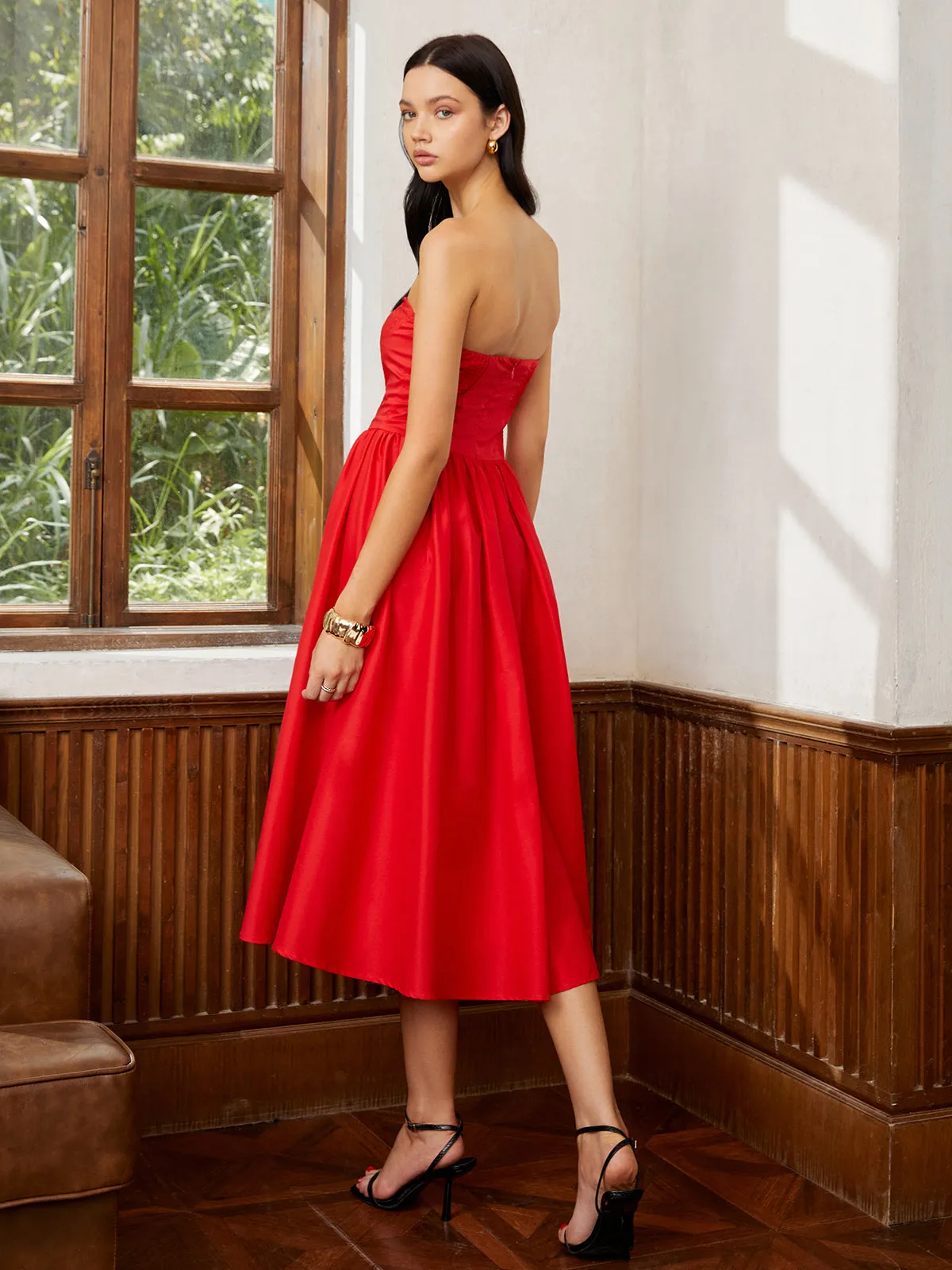 Corset Pleated Tube Midi Dress sold by COMMENSE product image thumbnail 5