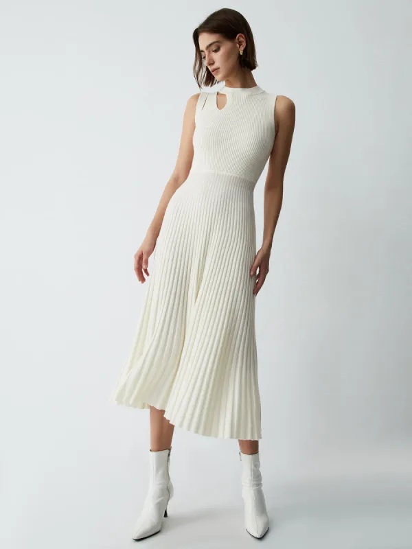 Vanilla Cutout Rib Midi Sweater Dress sold by COMMENSE