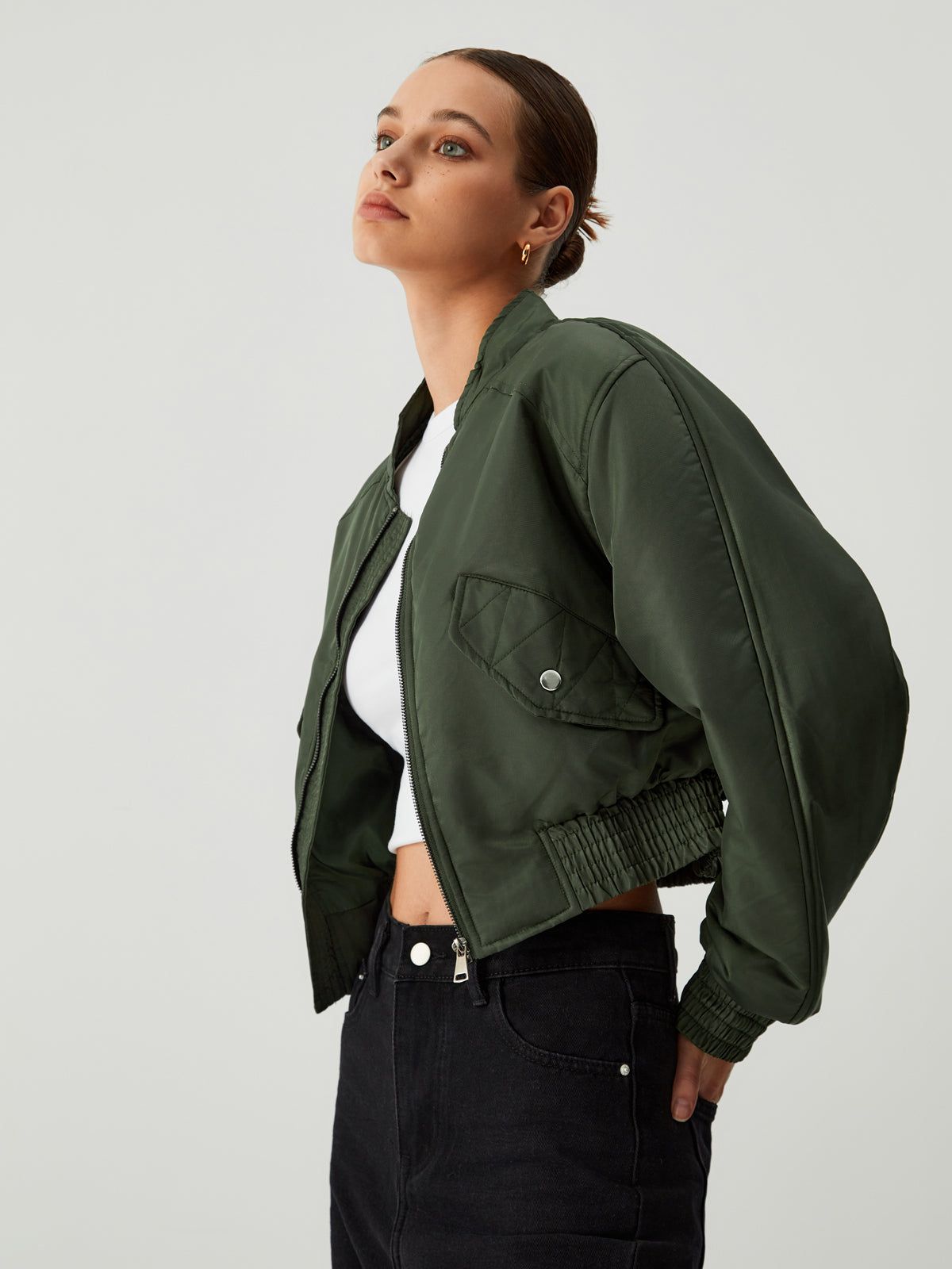 Spark The Passion Crop Bomber Jacket sold by COMMENSE product image thumbnail 2