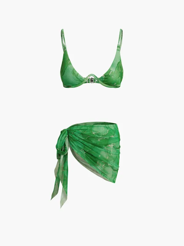 Spring Flames Mesh Three Piece Bikini Bathing Suit sold by COMMENSE