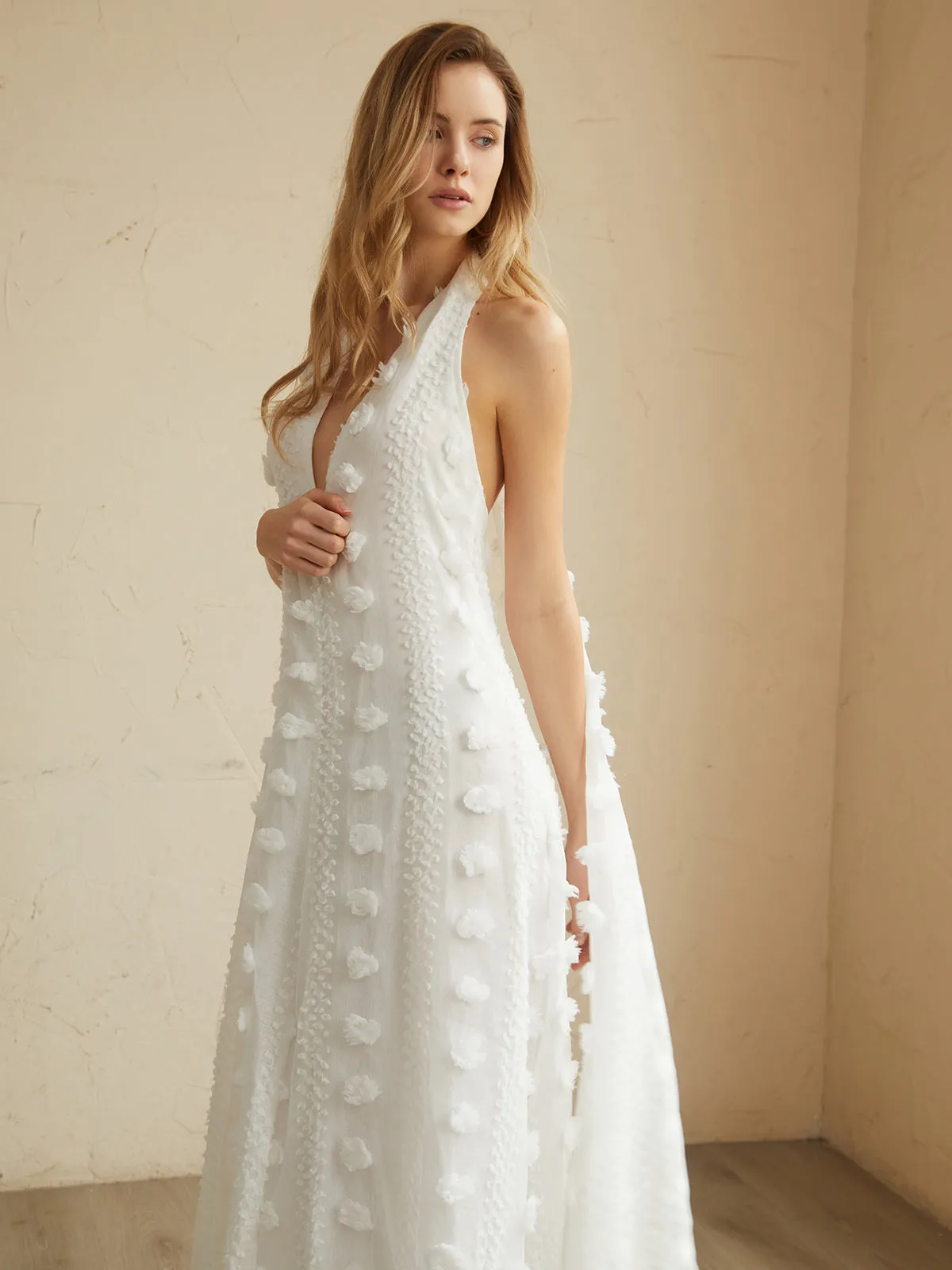 Rosette Halter Long Dress sold by COMMENSE product image thumbnail 4