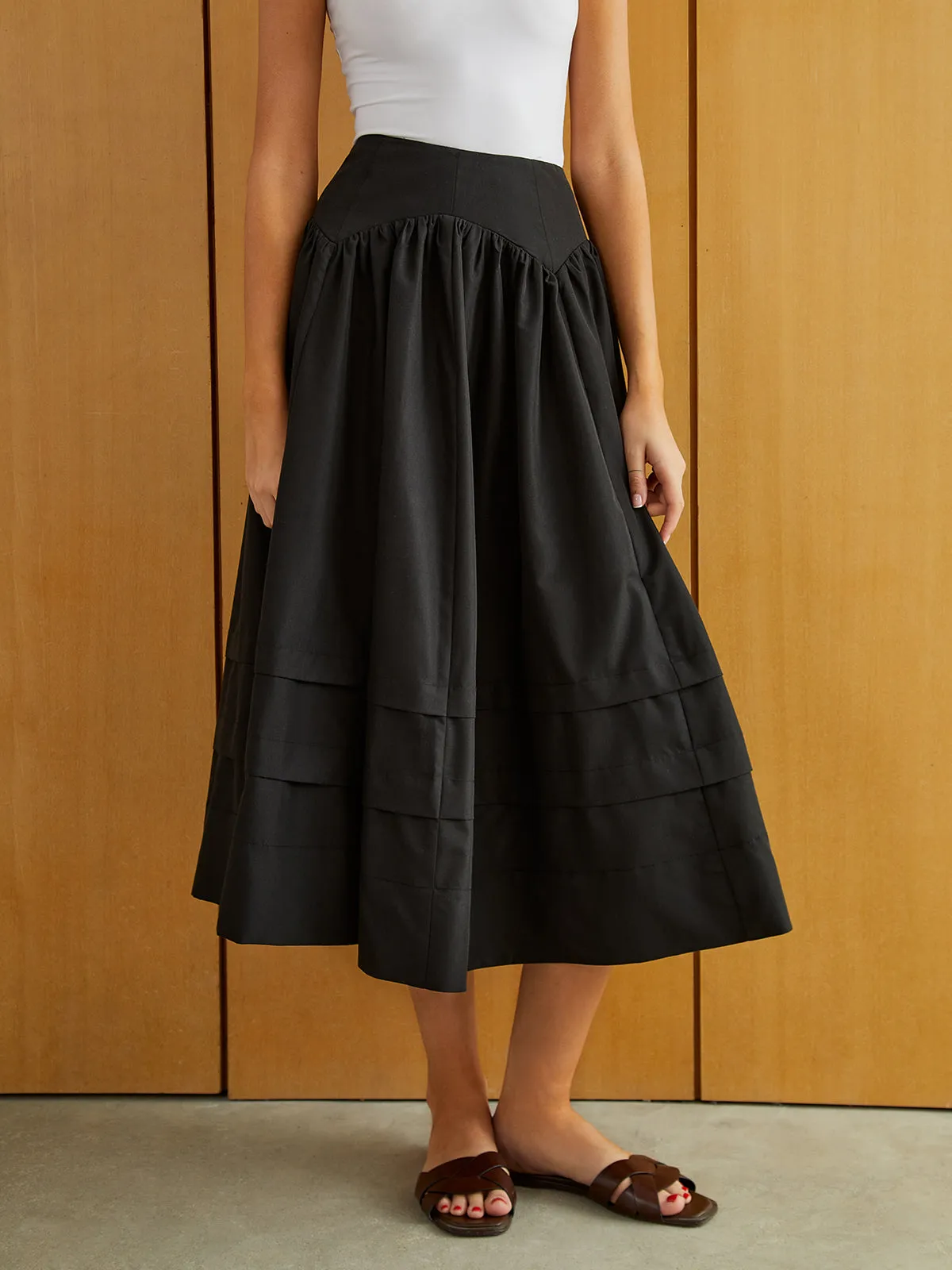 Cotton Blends Midi Skirt sold by COMMENSE