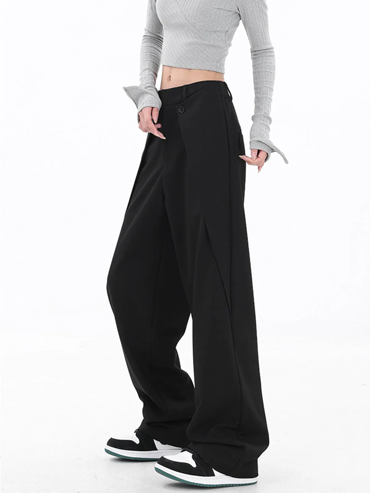 Solid Wide Leg Pants sold by COMMENSE product image thumbnail 4