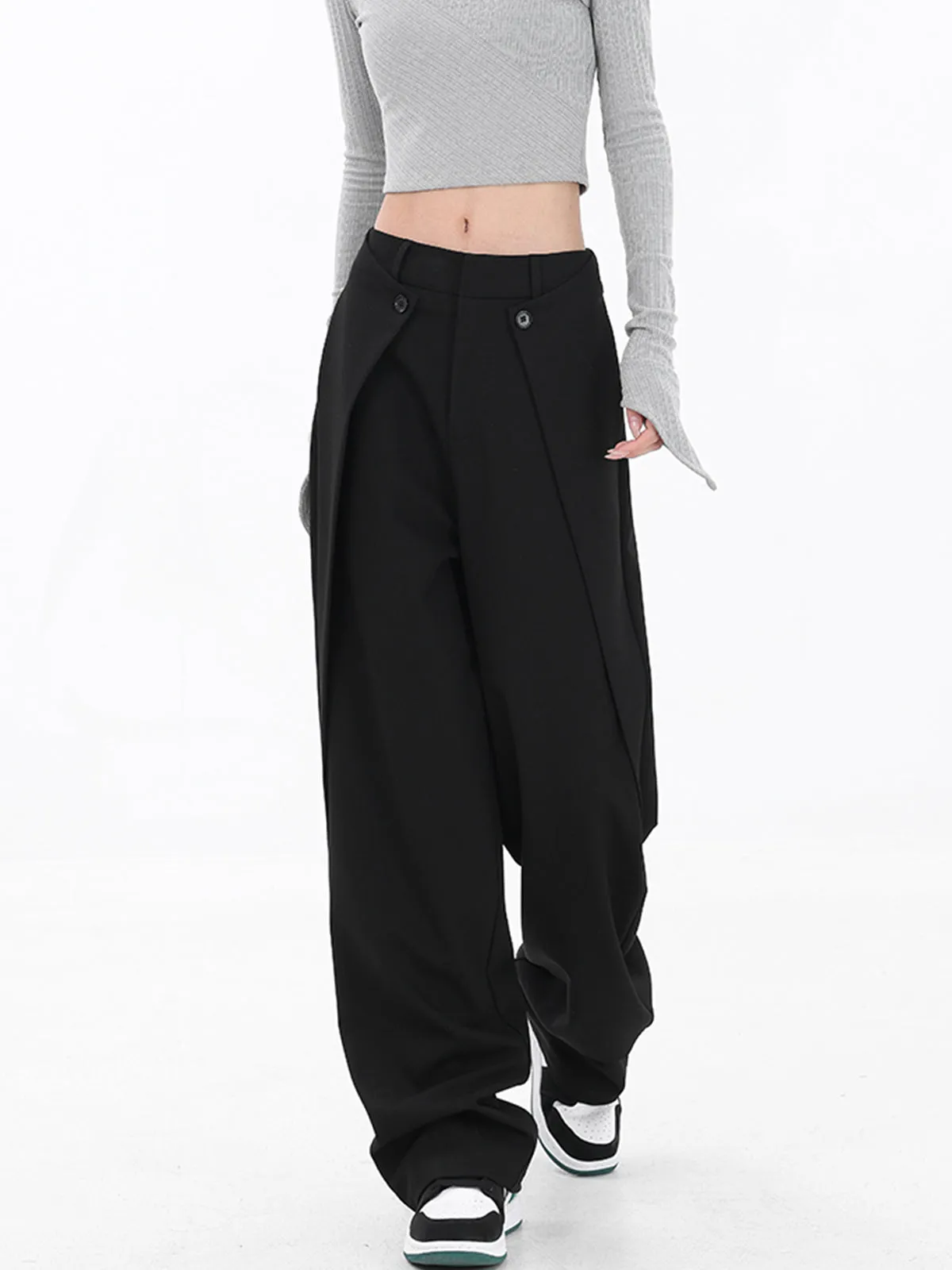 Solid Wide Leg Pants sold by COMMENSE
