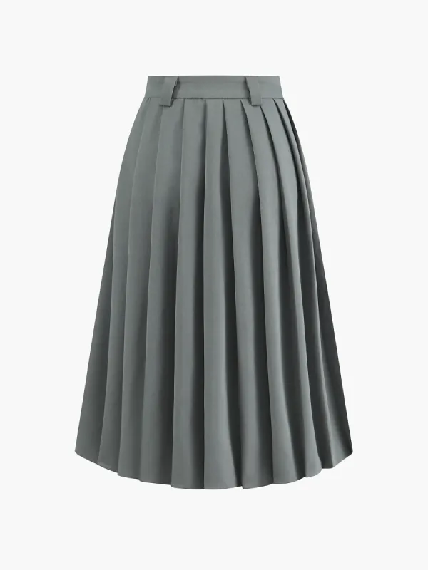 Pleated Suit Midi Skirt sold by COMMENSE