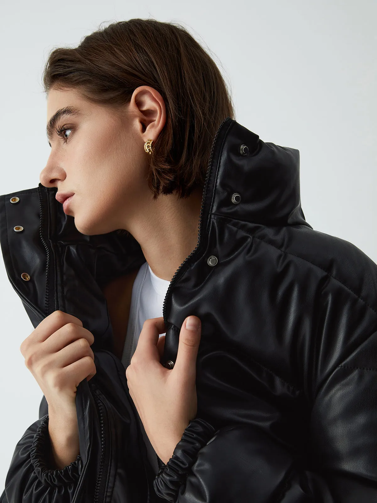 Stand Collar Quilted Puffer Coat sold by COMMENSE product image thumbnail 4